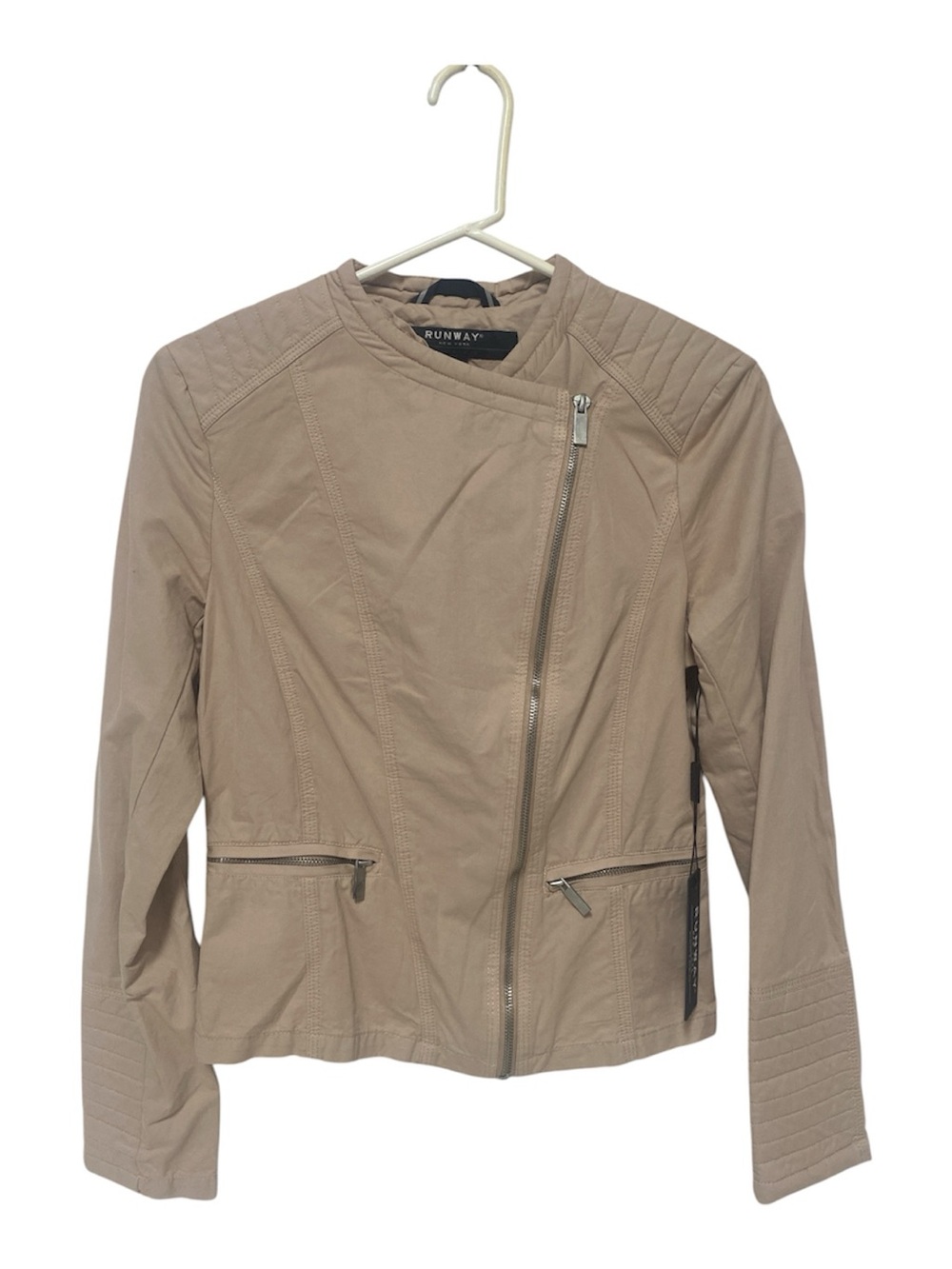 Runway Women's Taupe Asymmetrical Zip Jacket